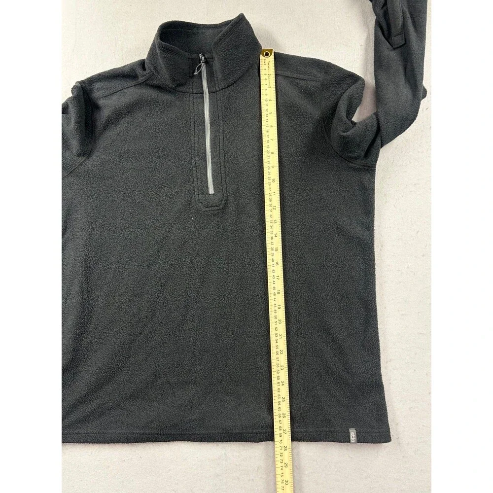 Stio Men's 1/4 Zip Fleece Jacket Black XL Snap Cuff Outdoor Hiking